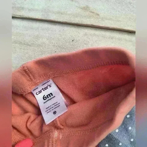 Carter's Baby Girl Polka Dot One Piece With Stretch Pants Blue Pink Size 6 Month - Picture 5 of 8